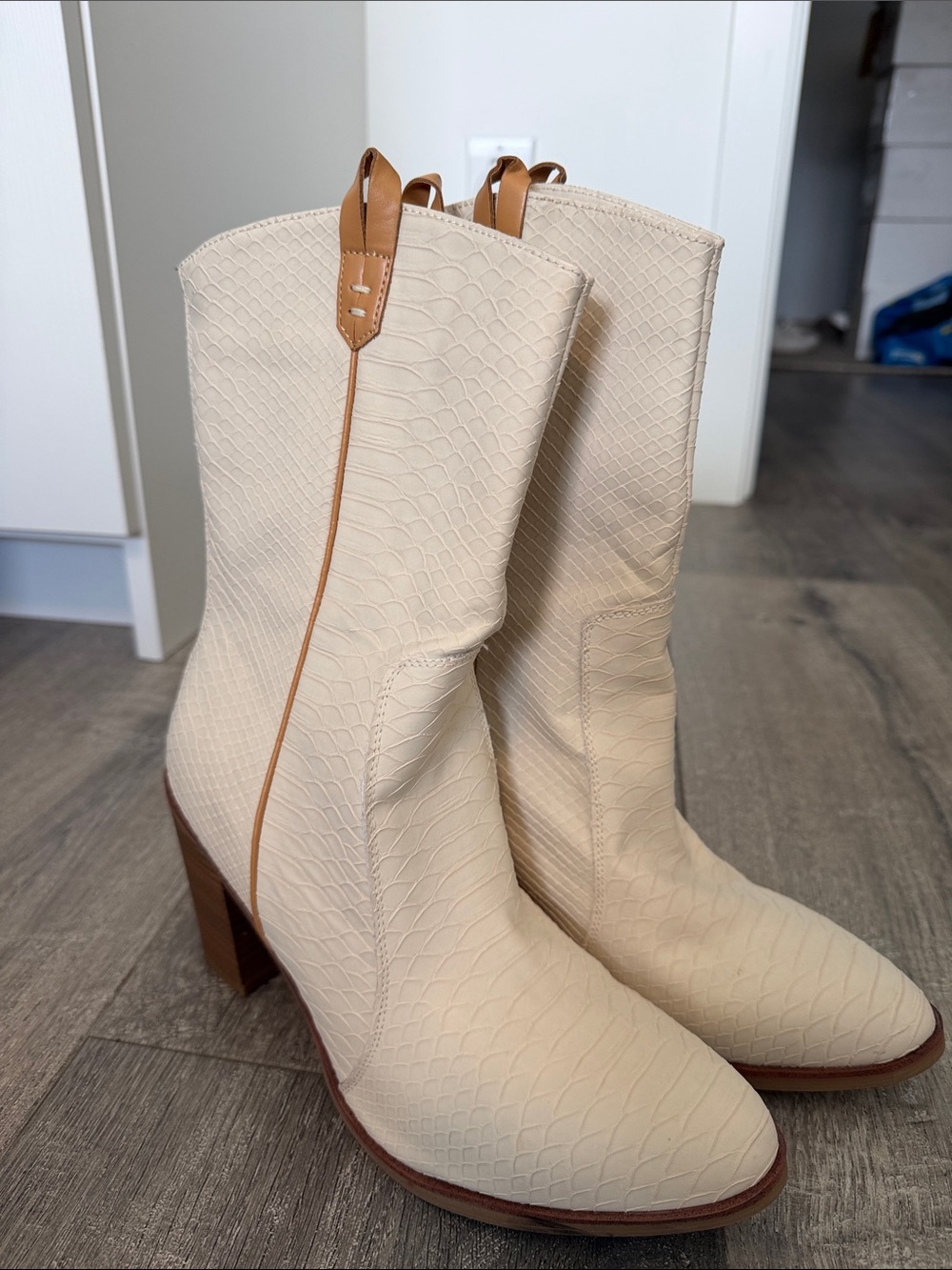 MIA Raylyn Western Flare Mid-Calf Boots Cream Women’s